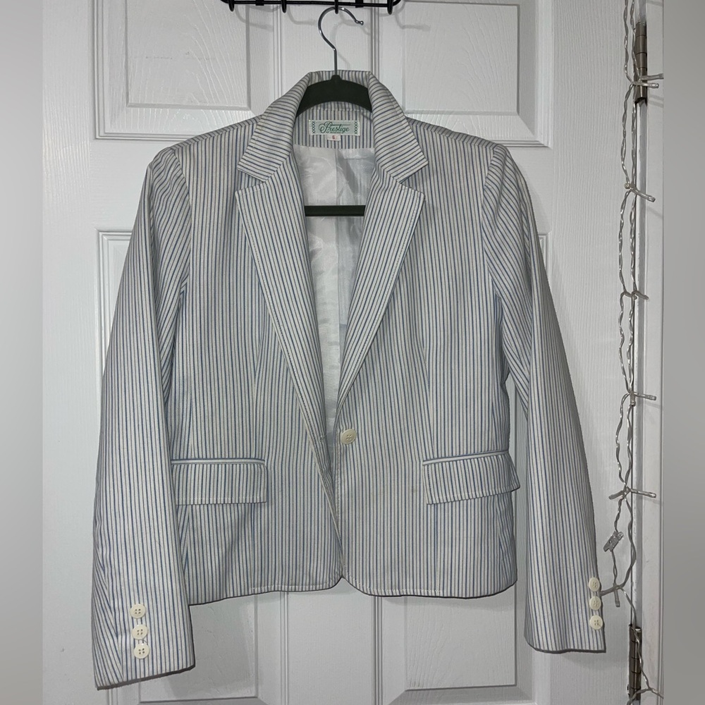 Prestige of Boston Vintage Blue and White Stripped Blazer